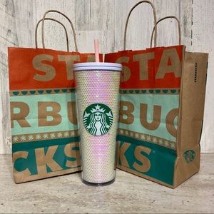 ✨Starbucks Pinkish White Sequin Cold Cup 24oz. NWT